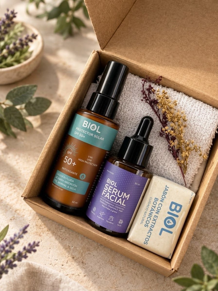 Kit Skincare Completo BIOL: jabón facial, sérum facial y protector solar SPF 50+